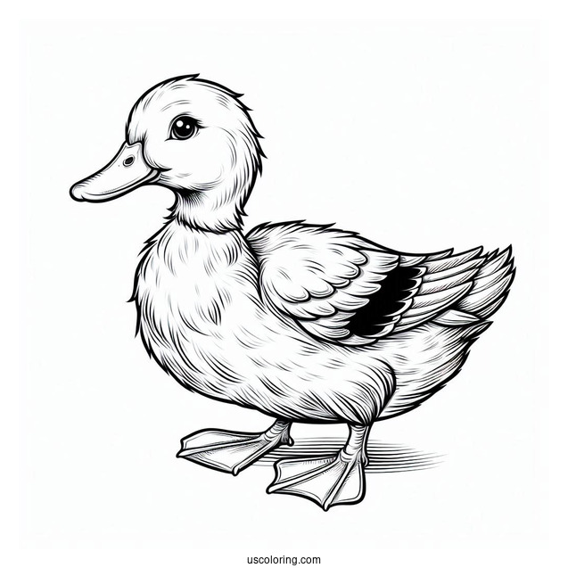 Realistic Coloring Page Of a Duck