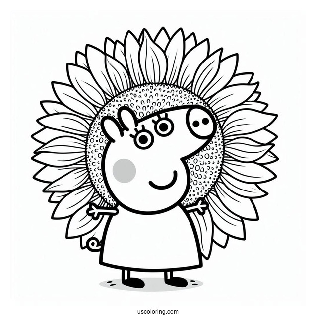 Peppa Pig Sunflower Coloring Page