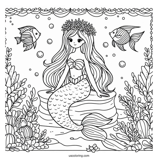 Mermaid Princess Coloring Page Under The Sea