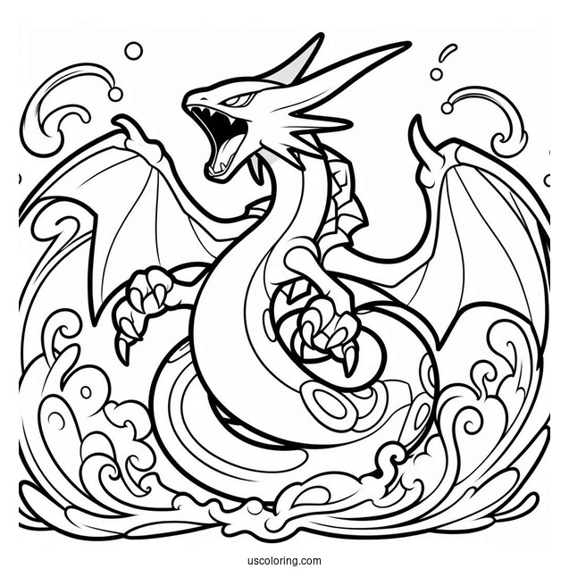 Rayquaza Coloring Page Roaring
