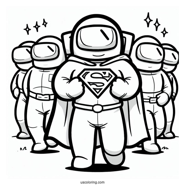 Among Us Superman Themed Coloring Page