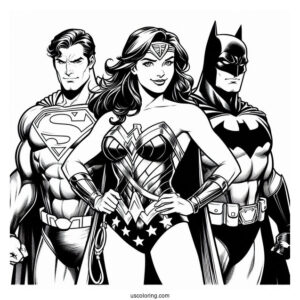 Superman With Batman And Wonder Woman Coloring