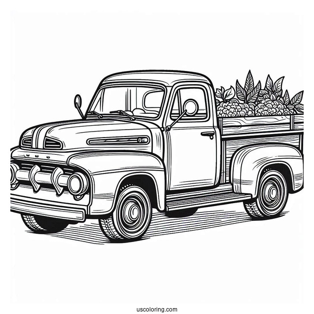Vintage Pick Up Truck Coloring Page