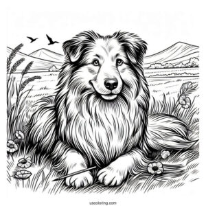 Sheepdog Resting In Field To Color