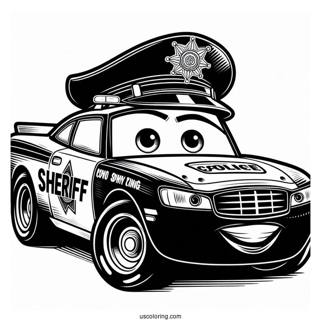 Sheriff Character From Cars Movie To Color