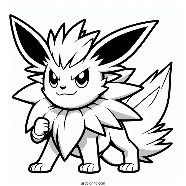 Smirking Jolteon Coloring Page In Fighting Stance