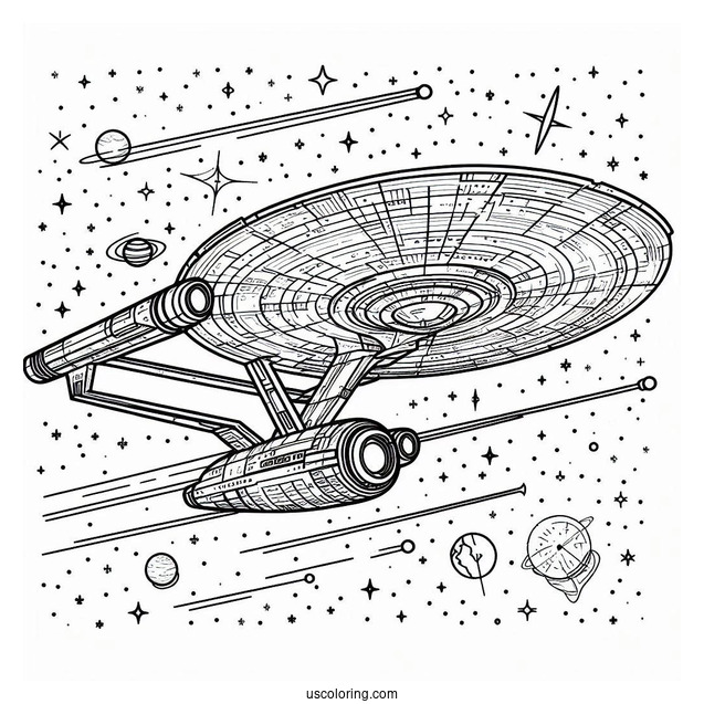 Simple Star Trek Coloring Page Of USS Exeter Outline