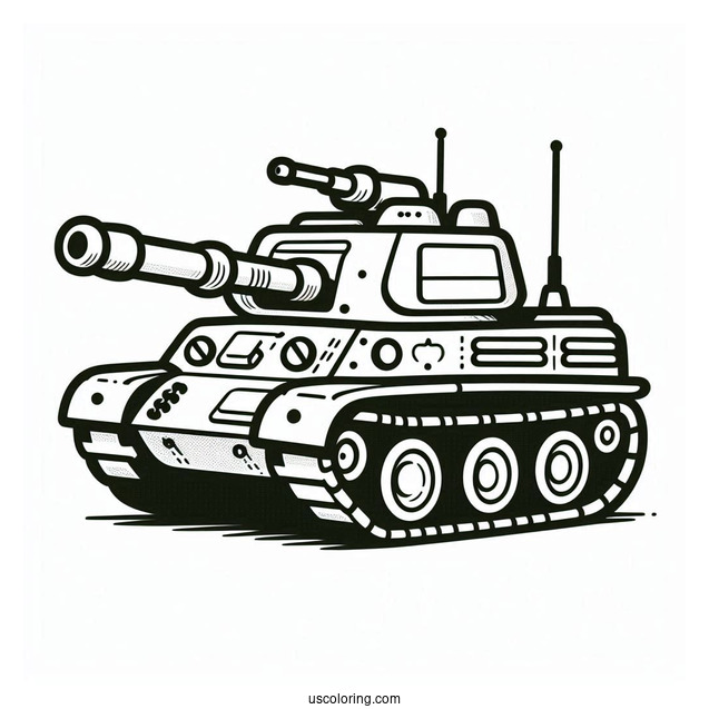 Simple Military Tank for Preschoolers to Color In