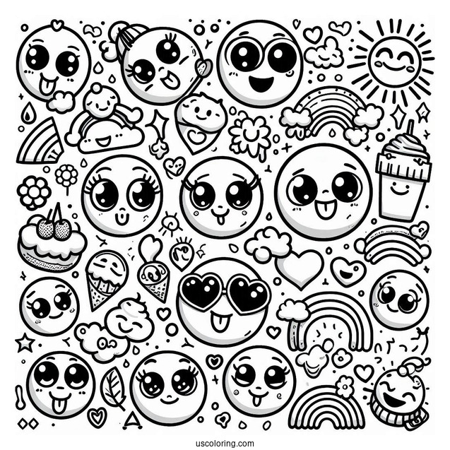 Emoji Coloring Page Montage
