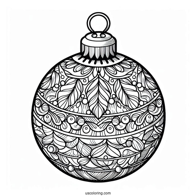 Full Page Realistic Baubles Christmas Ornaments Coloring Page