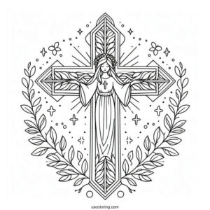 Easy Cross Coloring Sheet For Kids