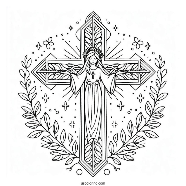 Easy Cross Coloring Sheet For Kids