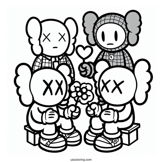 KAWS Coloring Page Dissected Companion