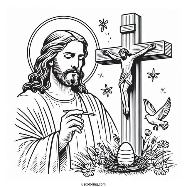 Jesus Easter Cross Coloring Sheet