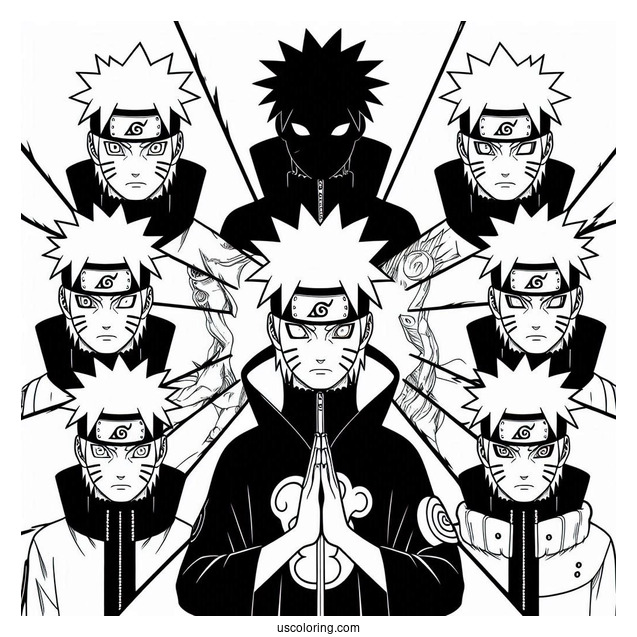 Naruto Coloring Page Of Multiple Shadow Clone Jutsu