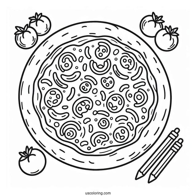 Easy Outline Of a Pizza To Color For Preschoolers