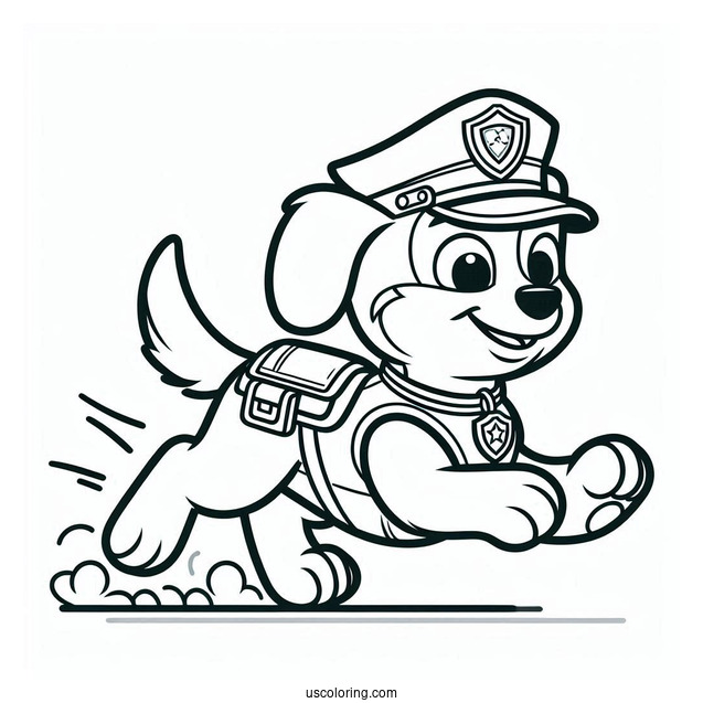 Simple Coloring Page Of Police Dog Chase