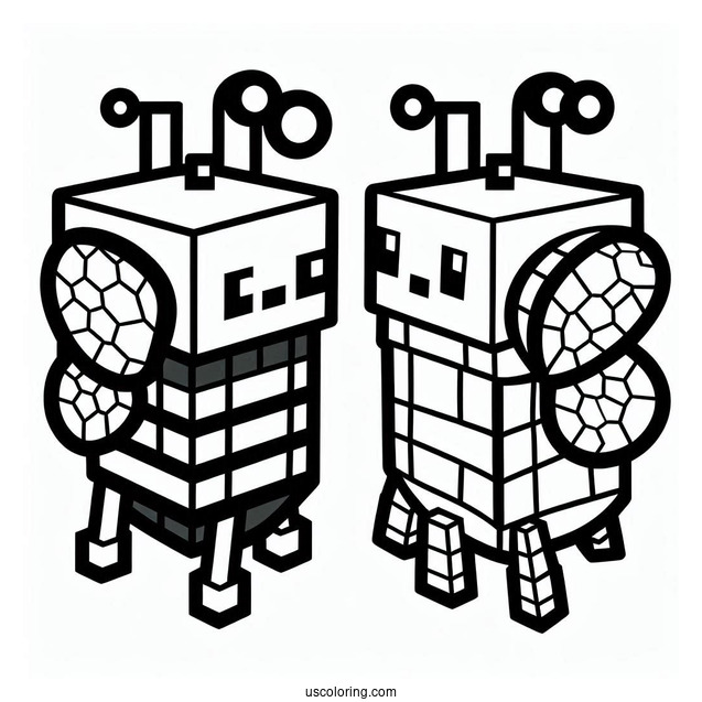 Minecraft Bee Coloring Page For Kids