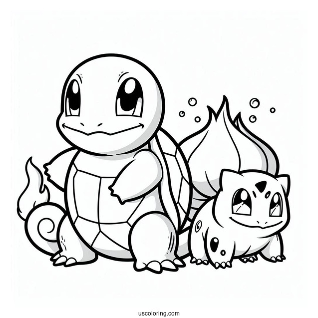 Squirtle Coloring Page With Charmander And Bulbasaur