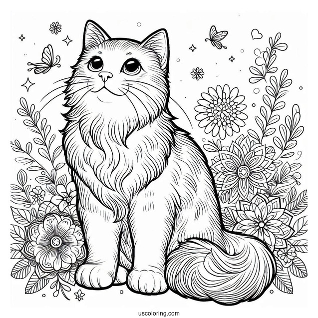 Adult Cat Looking Up Coloring In