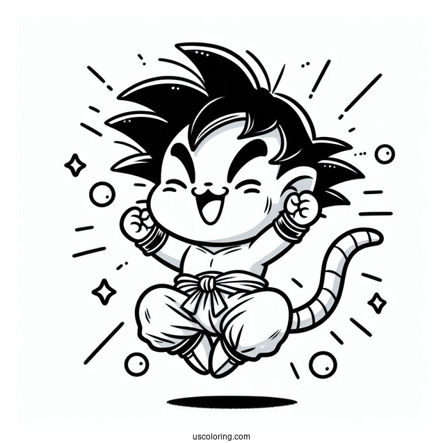 Happy Puar Jumping Dragon Ball Z Coloring Page For Kids