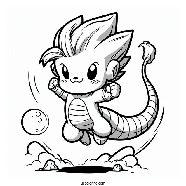 Happy Puar Jumping Dragon Ball Z Coloring Page For Kids