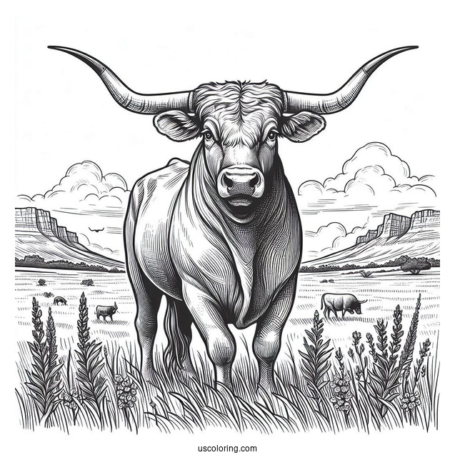 Texas Longhorn In The Field