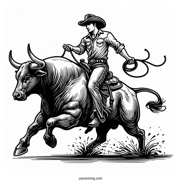 Rodeo Cowboy On Bull