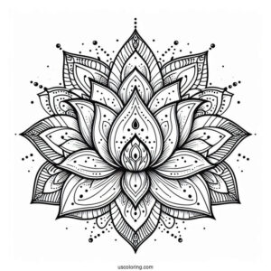 Magical Lotus Flower Mandala Coloring Page