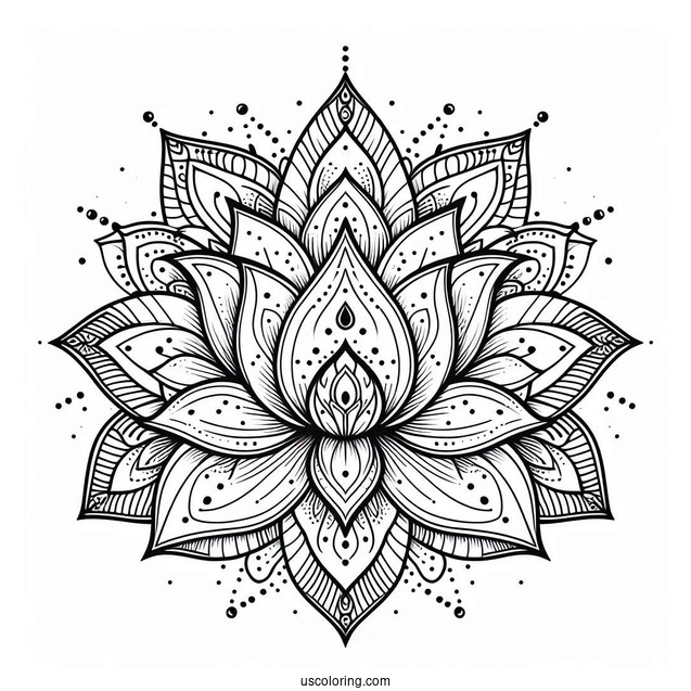 Magical Lotus Flower Mandala Coloring Page