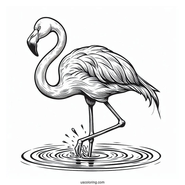 Flamingo Walking In The Water