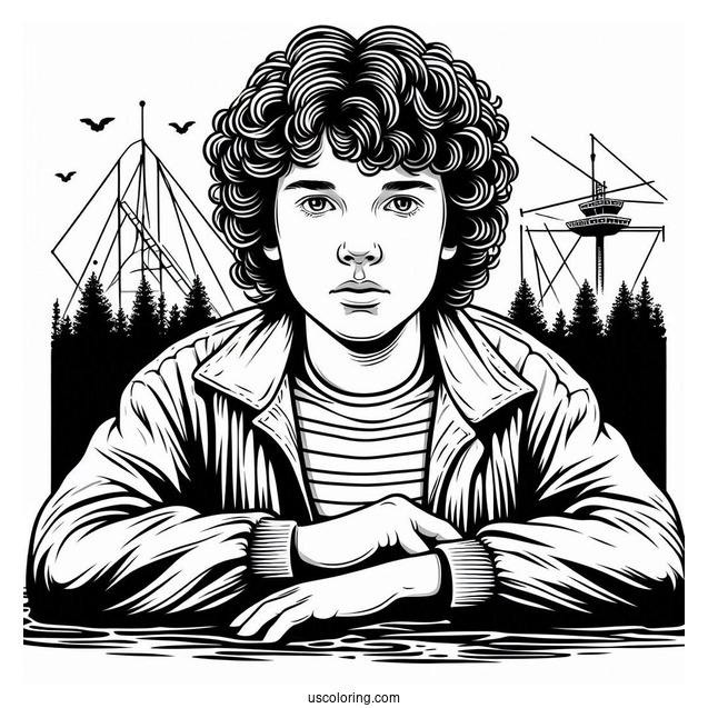 Dustin Henderson Coloring Page