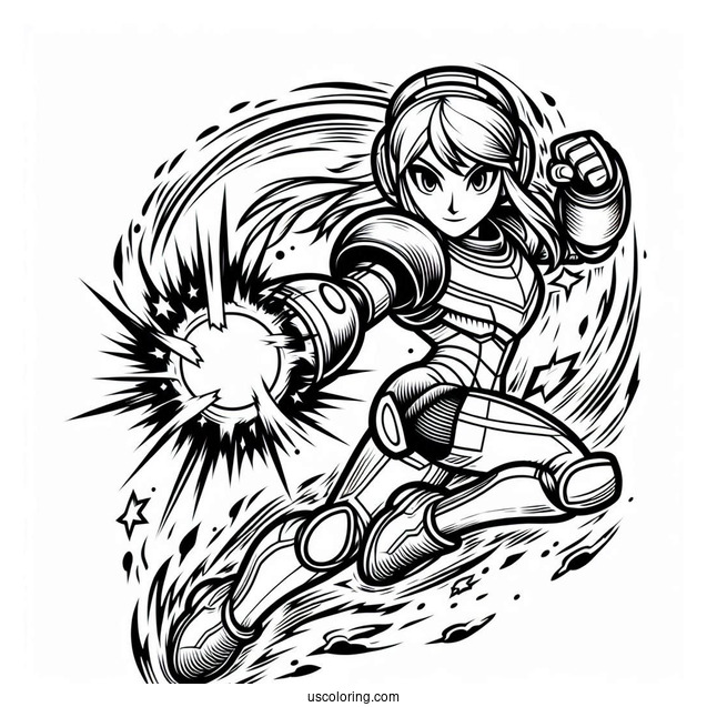Super Smash Bros Coloring Page Of Easy Samus Aran Outline