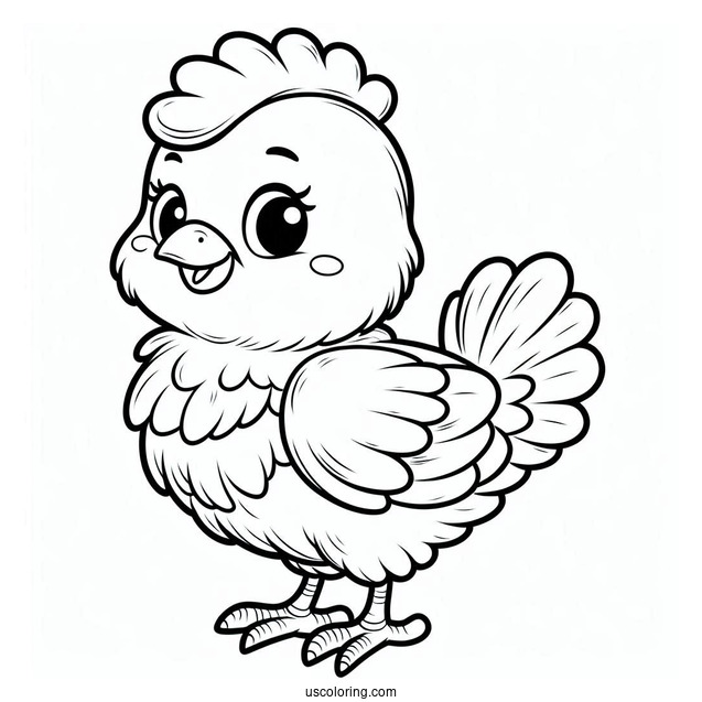 Smiling Chicken Coloring Sheet For Kids
