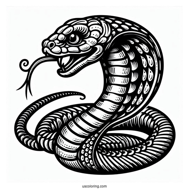 Detailed Cobra Snake Head With Fangs Out