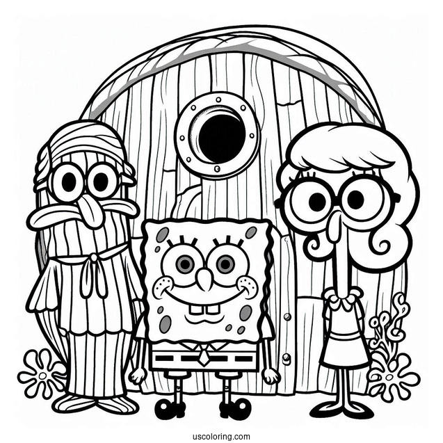 Harold and Margaret SquarePants SpongeBob Coloring Page