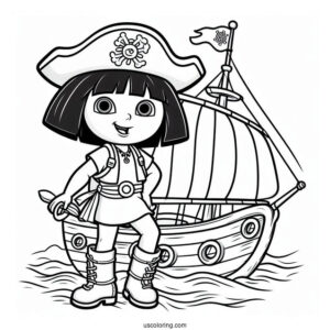 Pirate Dora With Boots On Ship To Color