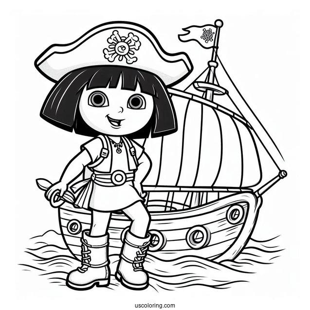 Pirate Dora With Boots On Ship To Color