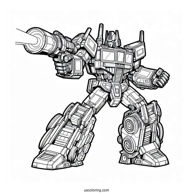 Optimus Prime Coloring Page Using Ion Blaster In Battle
