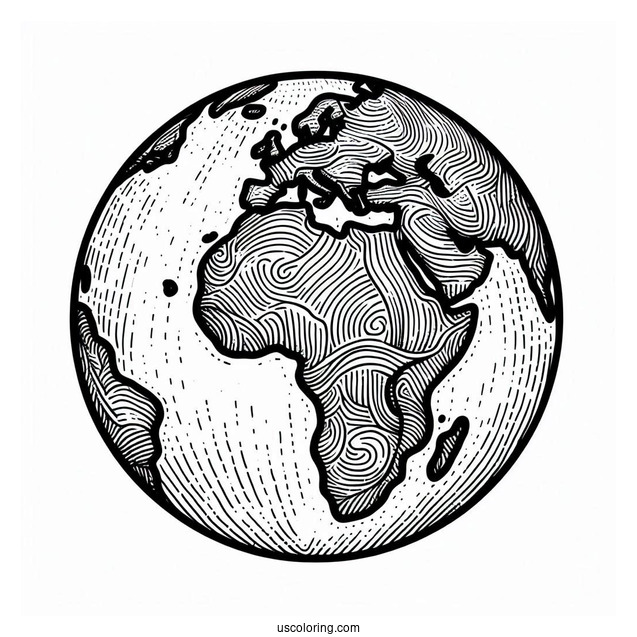 Earth With African Continent To Color