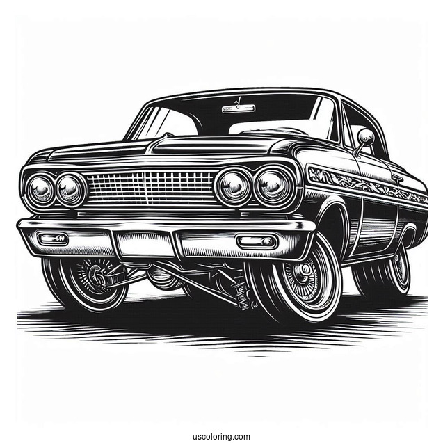 Front View Of Lowrider Coloring Page Hopping