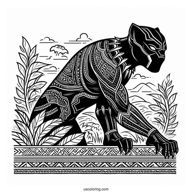 Black Panther In Wakanda Coloring Page