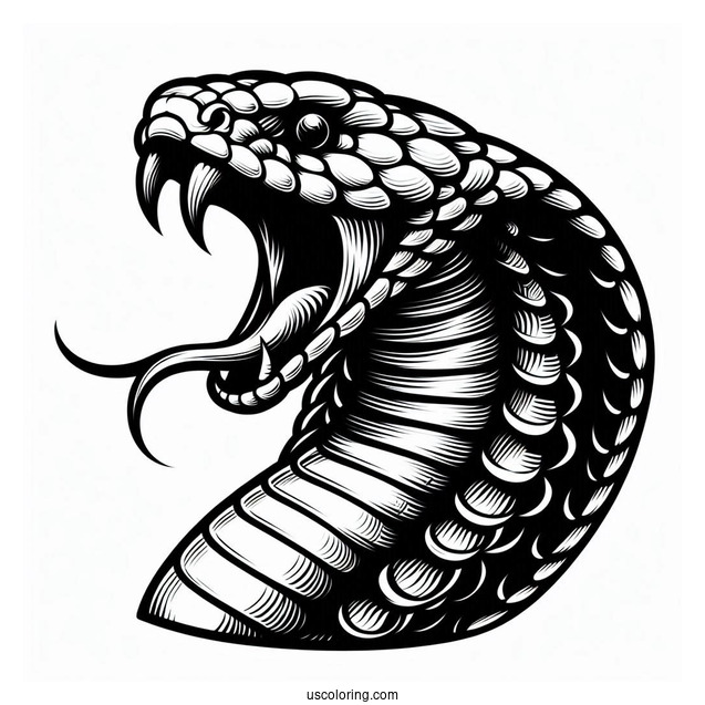Detailed Cobra Snake Head With Fangs Out