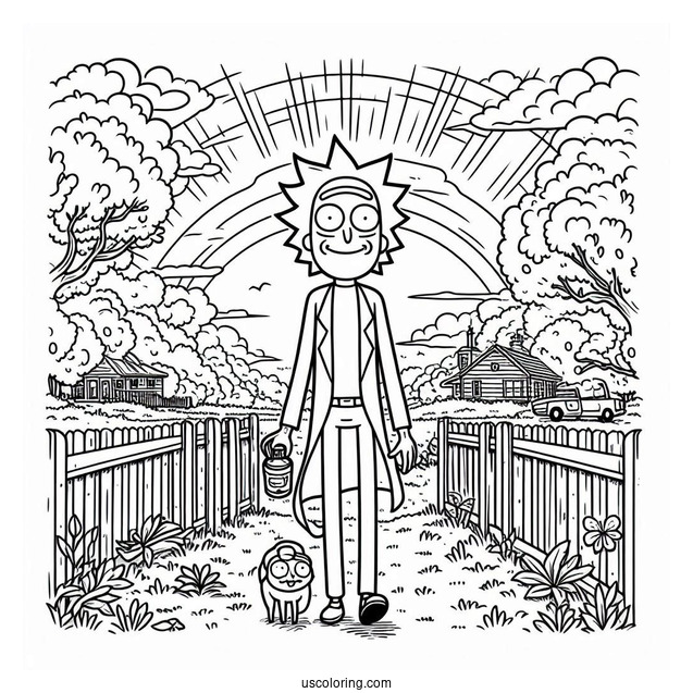 Rick and Morty Coloring Page Of Beth Smith in the Yard
