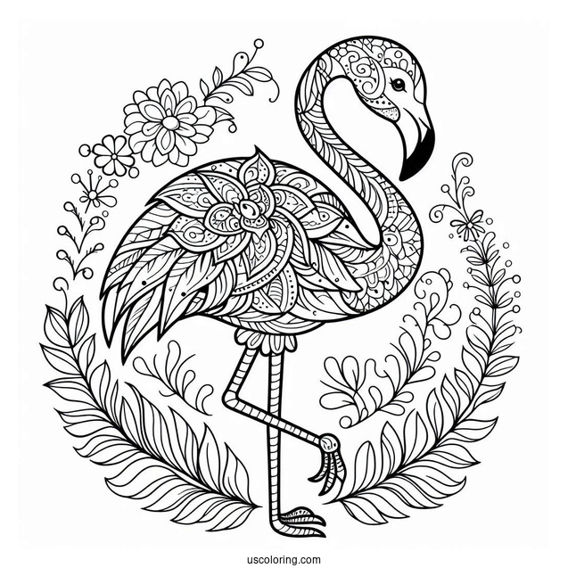Flamingo Mandala Coloring Page