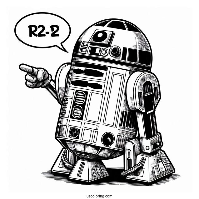 R2-D2 Coloring Page Poking BB8