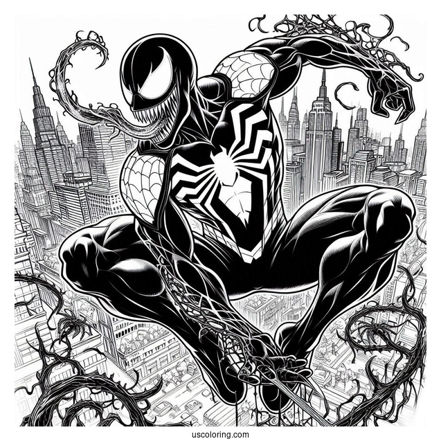 Detailed Spider-Man And Venom Coloring For Adults