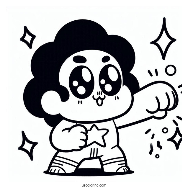 Steven Universe Coloring Page Of Kawaii Steven Universe Punching Air For Preschoolers
