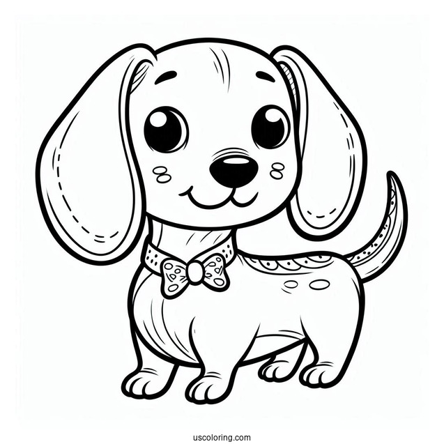 Easy Cute Dachshund Coloring Page For Preschoolers