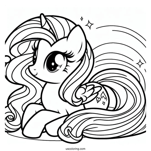 Coloring Page Of My Little Pony Rarity with Rainbow